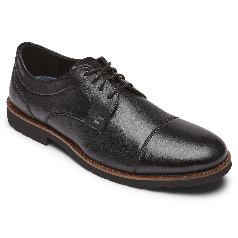 Rockport Singapore Mens Oxfords - Sharp & Ready 2 Cap Toe Black - FQ0641297